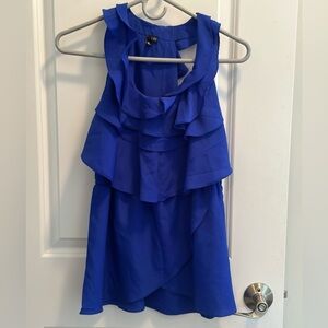 Women's Blue Ruffled Sleeveless Top Size XS